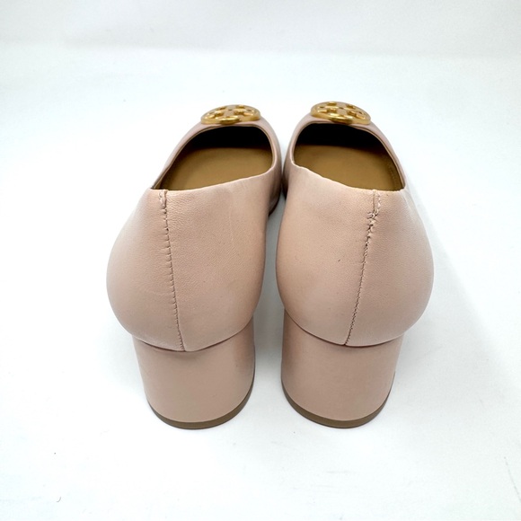 Tory Burch Benton Pink Leather Block Heel Pumps Gold Logo size 10 - Picture 9 of 15